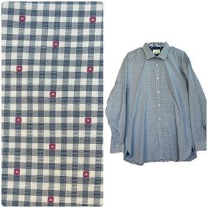 Ted Baker Endurance Blue White Plaid Dress Shirt 17.5 34/35 Pink EUC